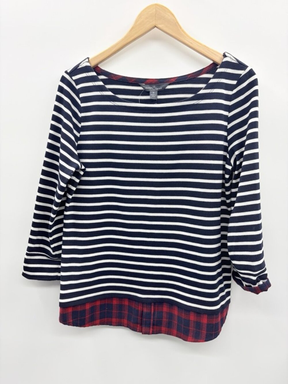 Stitch Fix Market & Spruce Womens Medium Evella Mixed Material Boatneck Top 1729
